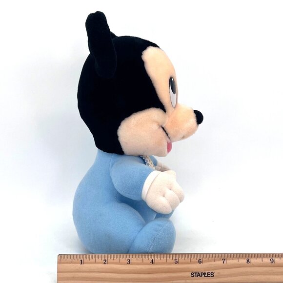 Disney Baby Mickey Mouse Plush Doll In Blue Sleepwear With Bib - Picture 14 of 15